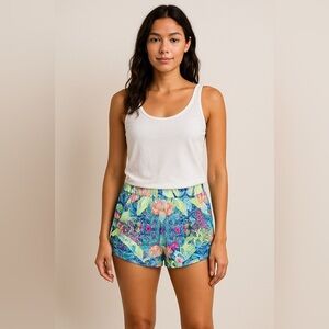 ✨4/$30 Angel Biba Blue and Green Athletic Shorts Vibrant Design